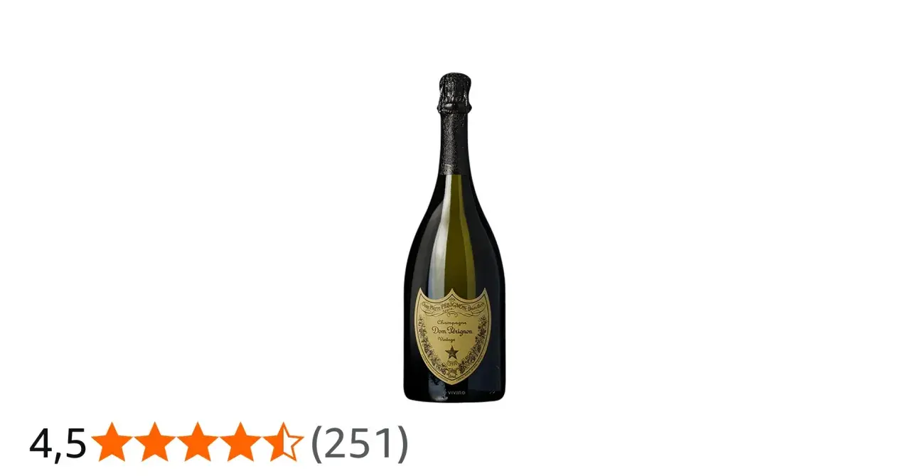 Eine Flasche Dom Pérignon, die teuerste Champagner-Marke, mit goldenem Etikett und Stern.